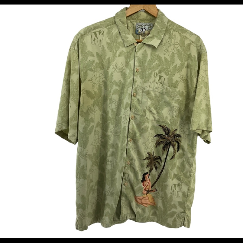 Authentic Big Dog Mens Tropical Button Front Rayon Shirt‎ Size Large With…